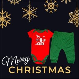 Infant Christmas Outfit Size 3/6 Month Says I’m Snow Cute
